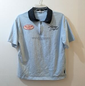 ZARA Contrast Polo Patch Short Sleeve Shirt, Mens Small